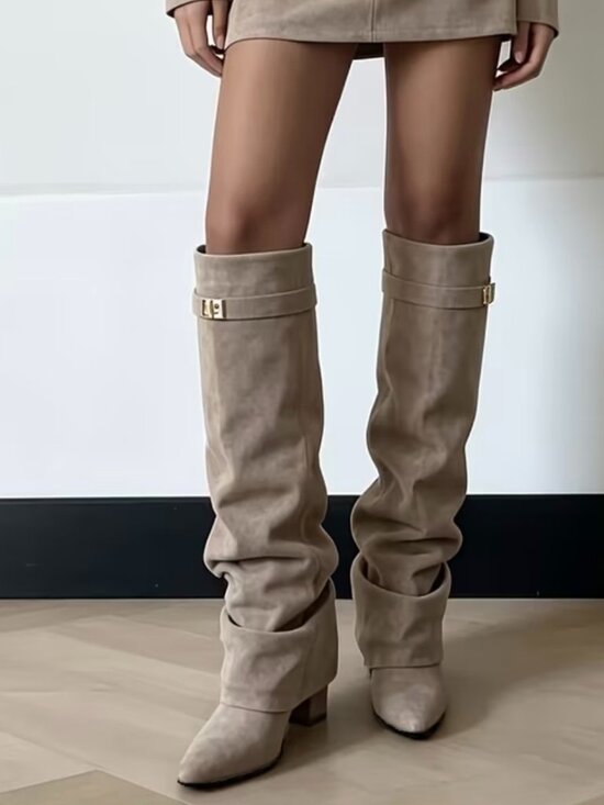 Shoes - Fashionable Versatile Casual Pleated Zipper Comfortable Women's Boots, Women